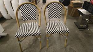 lot 468 image: Lot of 2 Black & White Rattan Style IndoorOutdoor Chairs