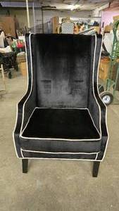 lot 469 image: Beautiful Noble House Crushed Velvet Black & White High Back Arm Chair