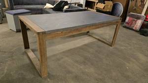 lot 415 image: Wood &amp Engineered Stone Top Dining Table.  Measures 78.5 x 39.5 x 30&nbsp THIS ITEM CAN ONLY BE PICKED UP ON DAY 3 OF REMOVAL