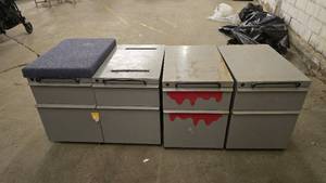 lot 493 image: Lot of 4 Knoll Under Counter Rolling File Cabinets