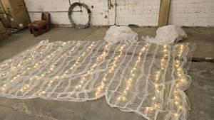 lot 452 image: Lot of 3 Sheer Twinkle Light Curtains.  Each Measure 15 x 9