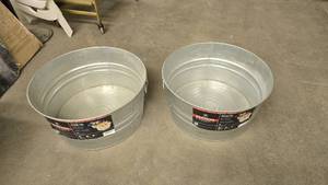 lot 510 image: Lot of 2 Behrens Galvanized Round 15 Gallon Tubs