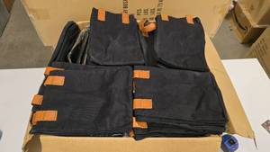 lot 529 image: Box of Approx 125 Black Canvas w Leather Strap Gift Bags