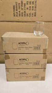 lot 537 image: NEW 3 Boxes of Acopa 15oz Stemless Wine Glasses, 12 Glasses Per Box