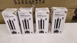 lot 539 image: Lot of 4 secura Model CMG-731F Manual Coffee Grinders