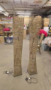 lot 568 image: Pair of Matching Metal Twist Floor Lamps w Hemp Wrapping