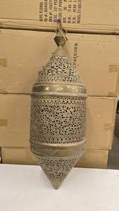 lot 569 image: Beautiful Vintage Tall Brass Hanging Light.  3.5 Tall