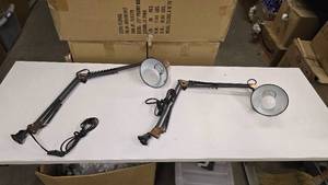 lot 571 image: Pair of Graphite & Copper Articulating Arm Desk Lamps
