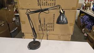 lot 573 image: Graphite & Brass Articulating Arm Desk Lamp w USB Port