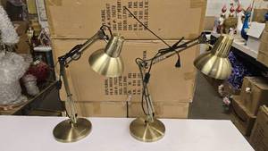 lot 575 image: Pair of Gold Leopower Articulating Arm Desk Lamps