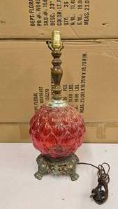 lot 578 image: Vintage Gone With the Wind Ruby Glass Parlor Lamp