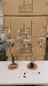 lot 579 image: Pair of Matching Copper Candelabra Style Lamps
