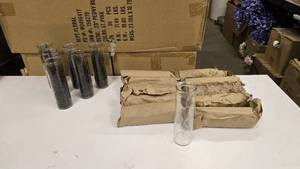 lot 593 image: Lot of 17 Glass Narrow Flower Vases