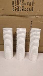 lot 631 image: Lot of 3 Matching White Dcor Vases