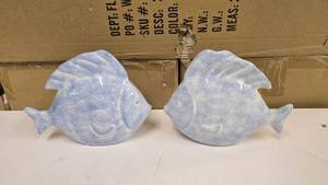lot 641 image: Pair of Matching Light Blue 9 Ceramic Fish
