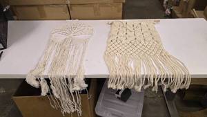 lot 647 image: Boho-Style Macrame Cotton Cord Hanging Wall Tapestries  QUANTITY 2  BID IS TIMES THE QUANTITY SO YOU ARE BIDDING PER TAPESTRY
