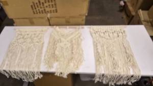 lot 655 image: Boho-Style Macrame Cotton Cord Hanging Wall Tapestries  QUANTITY 3  BID IS TIMES THE QUANTITY SO YOU ARE BIDDING PER TAPESTRY