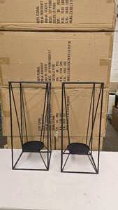 lot 681 image: Pair of Matching Metal Modern Candle Holders.  Approx 24 Tall
