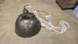 lot 691 image: Large Black & White Industrial Style Hanging Light.  Approx 21 Wide