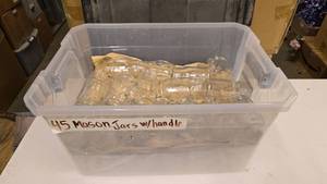 lot 704 image: Lot of Approx 45 Mason Jar Glasses w Handles