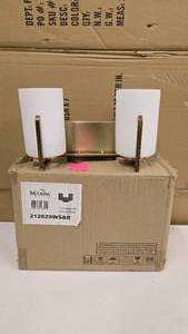 lot 706 image: Maxim Lighting White & Gold Dart 2 Vanity Light.  Model 21282SWSBR