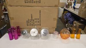 lot 778 image: Lot of Misc Glassware.  Includes Glass Candy Jars, Vases & More