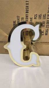 lot 787 image: Large Letter C Gold & White Channel Letter.  Can be wired for light.  Would make a great dcor piece