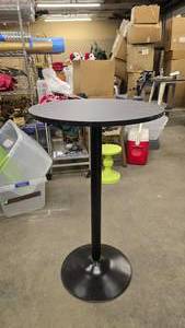 lot 815 image: Black Bar Height Round Table w Weighted Base