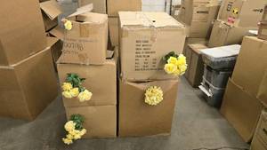 lot 827 image: Large Lot Artificial Flowers.  SO MANY FLOWERS AND LOTS OF $$ HERE.  SEE PICTURES FOR EVERYTHING INCLUDED  QUANTITY 5 BOXES TOTAL  BID IS TIMES THE QUANTITY SO YOU ARE BIDDING PER BOX