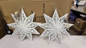 lot 841 image: Pair of Matching White Starburst Hanging Lights.  TESTED