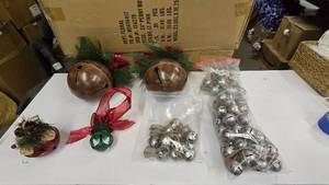 lot 844 image: Large Lot of Misc Decorative Christmas Bells.  The Brown Bells Are Approx 8 Wide