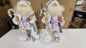 lot 853 image: Beautiful Kurt S.  Adler Sugar Plum Santa w Staff 18, Free Standing  QUANTITY 2  BID IS TIMES THE QUANTITY SO YOU ARE BIDDING PER SANTA