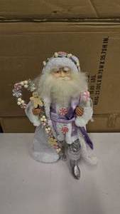 lot 857 image: Beautiful Kurt S.  Adler Sugar Plum Santa w Staff 18, Free Standing