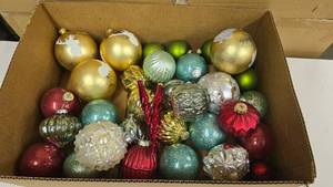 lot 862 image: Box Full of Glass Christmas Tree Ornaments