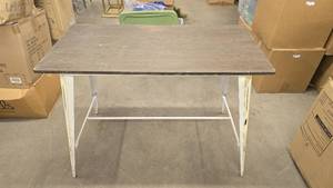 lot 865 image: Rustic Themed Distressed Metal &amp Wood Bar Height Dining Table&nbsp THIS ITEM CAN ONLY BE PICKED UP ON DAY 3 OF REMOVAL
