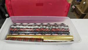 lot 868 image: Large Tote FULL of Christmas Wrapping Paper.  Approx 14 Rolls