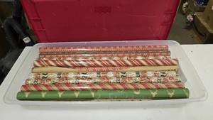 lot 869 image: Large Tote FULL of Christmas Wrapping Paper.  Approx 27 Rolls