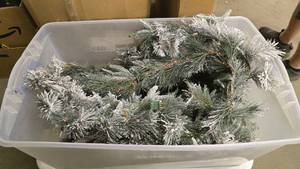 lot 907 image: Large Tote Full of Snowy Garland