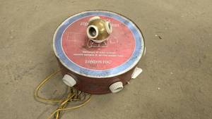 lot 929 image: Custom Made Hanging Light from Vintage London Fog Tin