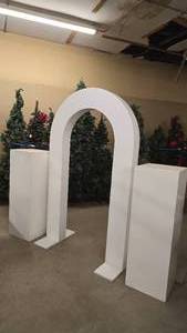 lot 930 image: Custom Wooden Archway w 2 Wooden Pedestals