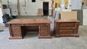 lot 1016 image: ABSOLUTELY BEAUTIFUL  Matching Philippe Langdon St. James Executive Desk w Horizontal File Cabinet