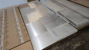 lot 1029 image: Large Lot of Brushed Aluminum Sheet Panels.  Up to 4 x 8