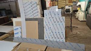 lot 1041 image: Large Lot of Misc Panels.  Includes Sign Grade Aluminum, 12 Sheet Steel & Much More.  ALL CONTENTS LEANING ON THE WALL IN ALL PICTURES OF THIS LOT
