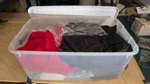 lot 1064 image: Large Tote Full of Misc Table Cloths.  See List For Everything Included