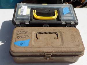 lot 215 image: 2 small tool boxes with bolts, and nails