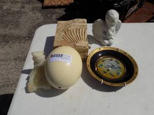 lot 224 image: dcor plate, angel figurine, OSTRICH EGG and more