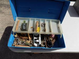 lot 228 image: BLUE TOOL BOX WITH MISC.