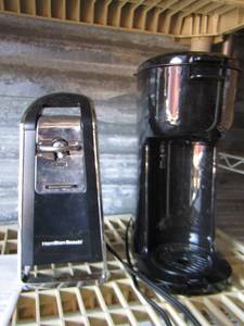 lot 63 image: Hamilton beach can opener, coffee pot