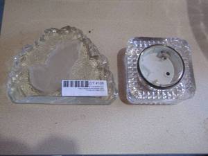 lot 108 image: glass praying hands, crystal clock