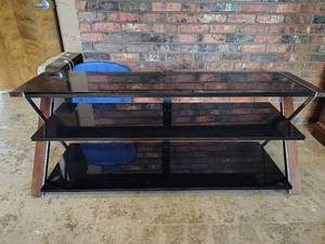 lot 22 image: Black glass shelf unit